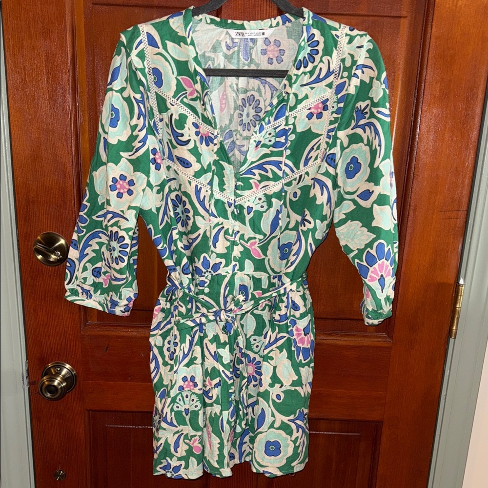 Zara Multicolor Floral Long Sleeve Dress